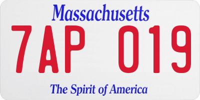 MA license plate 7AP019