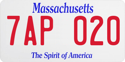 MA license plate 7AP020