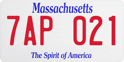 MA license plate 7AP021