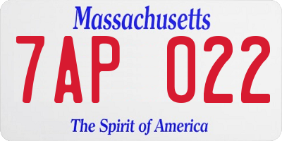 MA license plate 7AP022