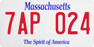 MA license plate 7AP024