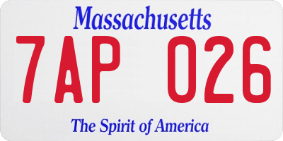 MA license plate 7AP026