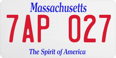 MA license plate 7AP027