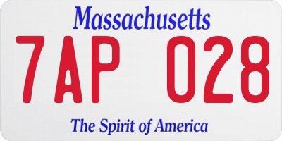 MA license plate 7AP028