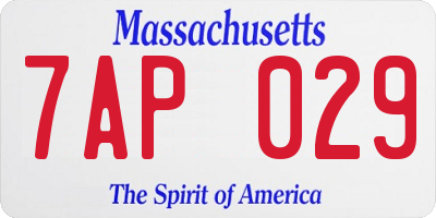 MA license plate 7AP029