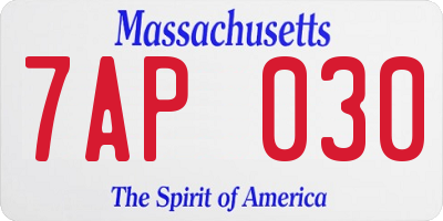 MA license plate 7AP030