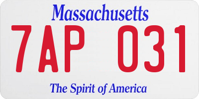 MA license plate 7AP031