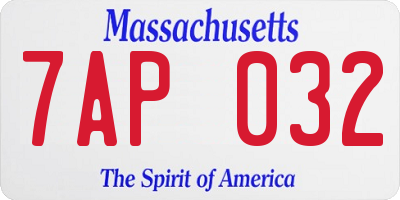MA license plate 7AP032