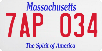 MA license plate 7AP034