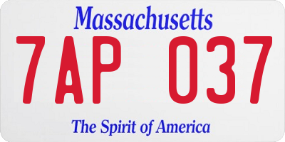 MA license plate 7AP037