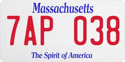 MA license plate 7AP038
