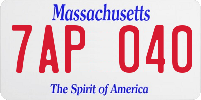MA license plate 7AP040