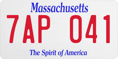 MA license plate 7AP041