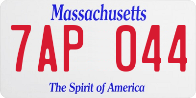MA license plate 7AP044