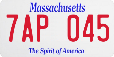 MA license plate 7AP045