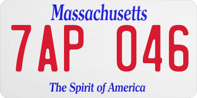 MA license plate 7AP046