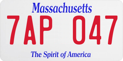 MA license plate 7AP047