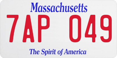MA license plate 7AP049
