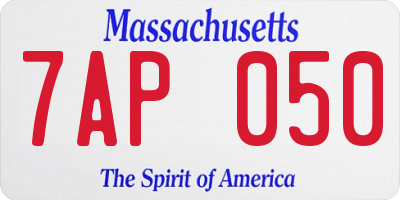 MA license plate 7AP050