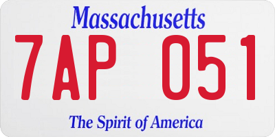 MA license plate 7AP051