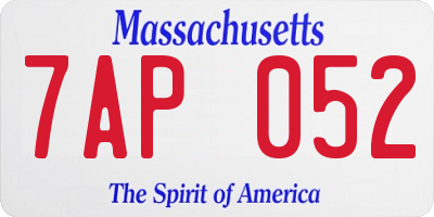 MA license plate 7AP052