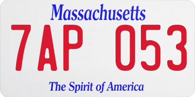 MA license plate 7AP053