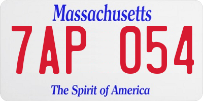 MA license plate 7AP054