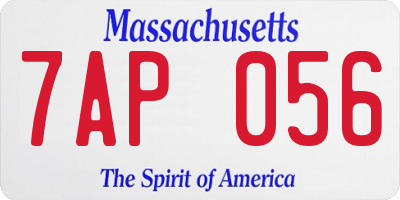 MA license plate 7AP056