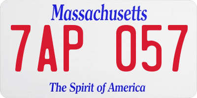MA license plate 7AP057