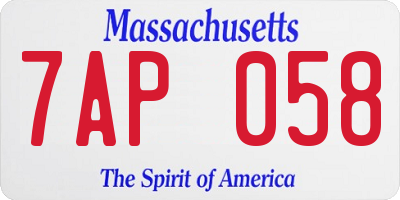 MA license plate 7AP058