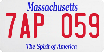 MA license plate 7AP059