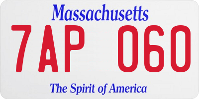 MA license plate 7AP060
