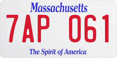 MA license plate 7AP061