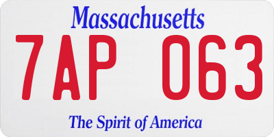 MA license plate 7AP063