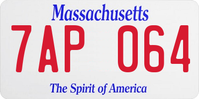 MA license plate 7AP064