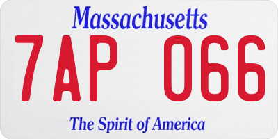 MA license plate 7AP066