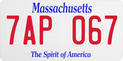 MA license plate 7AP067