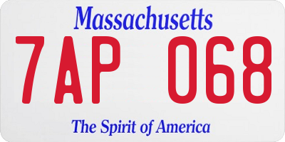 MA license plate 7AP068