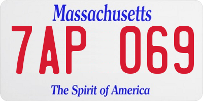 MA license plate 7AP069