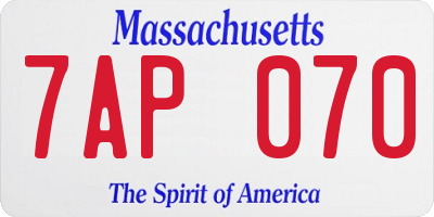 MA license plate 7AP070