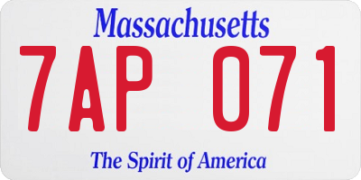 MA license plate 7AP071