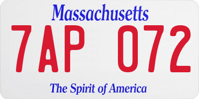 MA license plate 7AP072