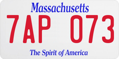 MA license plate 7AP073
