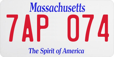 MA license plate 7AP074