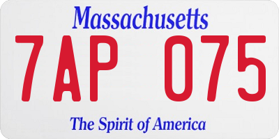 MA license plate 7AP075