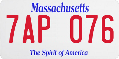MA license plate 7AP076
