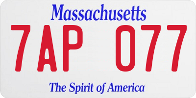 MA license plate 7AP077