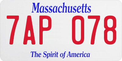 MA license plate 7AP078