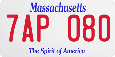 MA license plate 7AP080