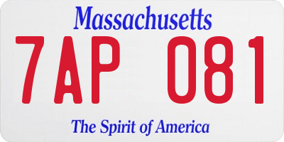 MA license plate 7AP081